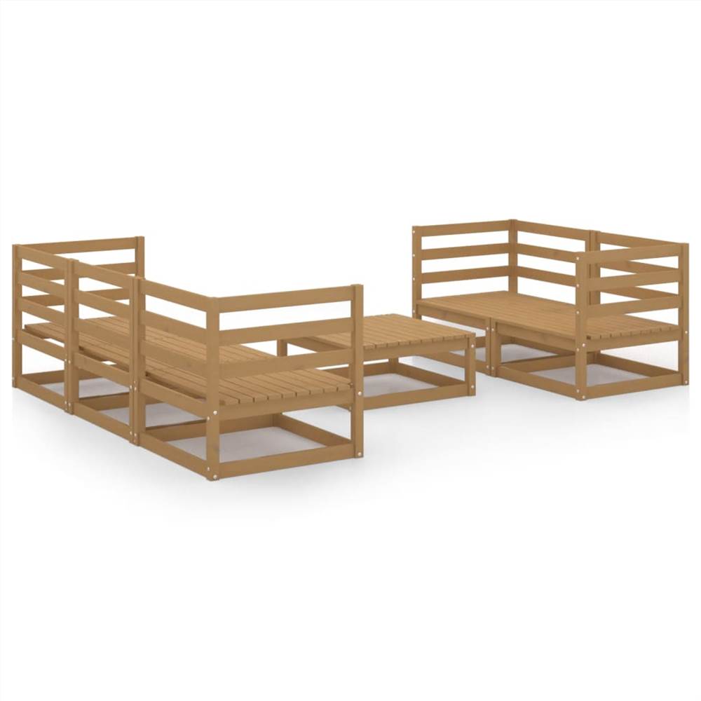 

6 Piece Garden Lounge Set Honey Brown Solid Pinewood