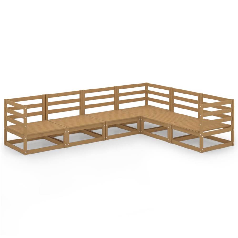 

6 Piece Garden Lounge Set Honey Brown Solid Pinewood