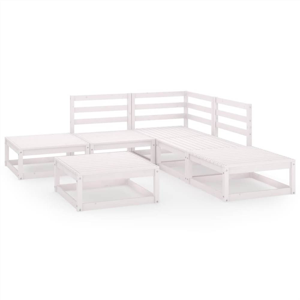 

6 Piece Garden Lounge Set White Solid Pinewood