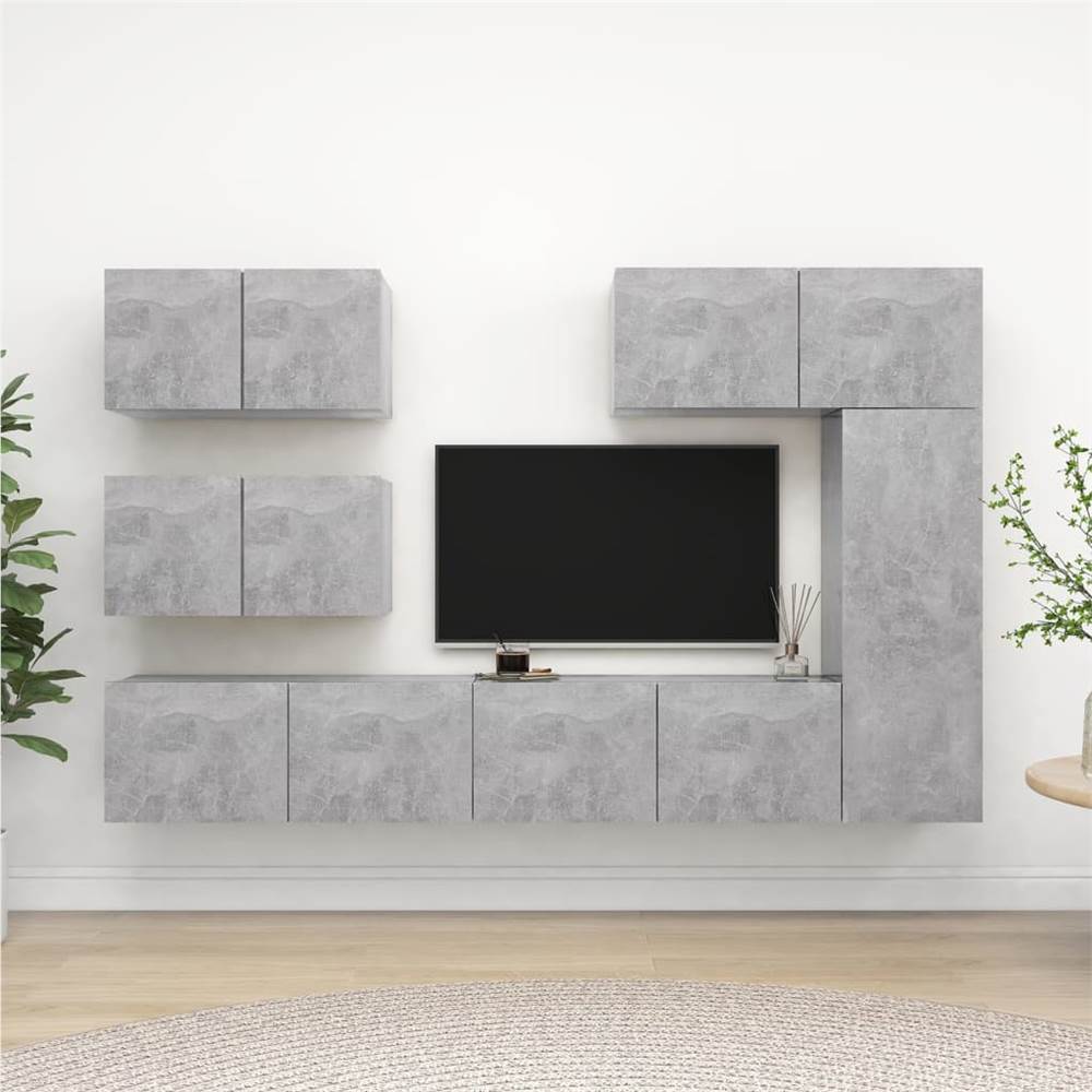 

6 Piece TV Cabinet Set Concrete Grey Chipboard