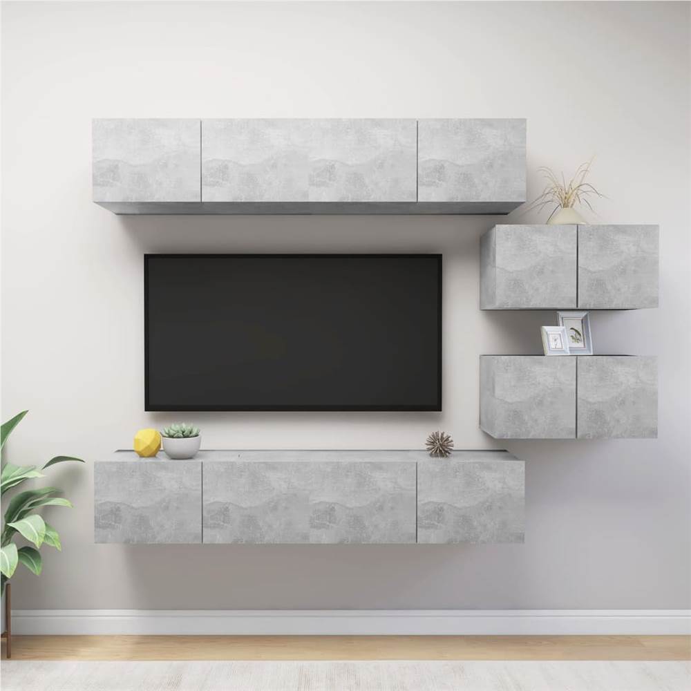 

6 Piece TV Cabinet Set Concrete Grey Chipboard