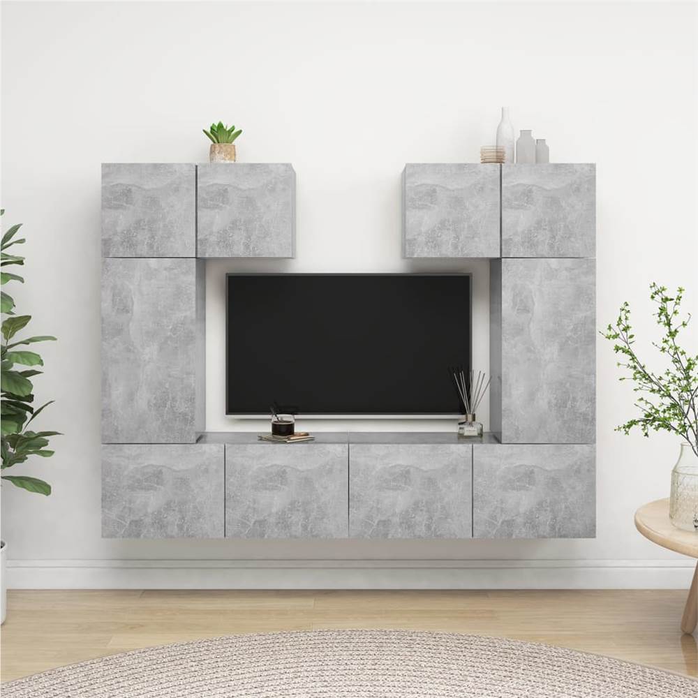

6 Piece TV Cabinet Set Concrete Grey Chipboard