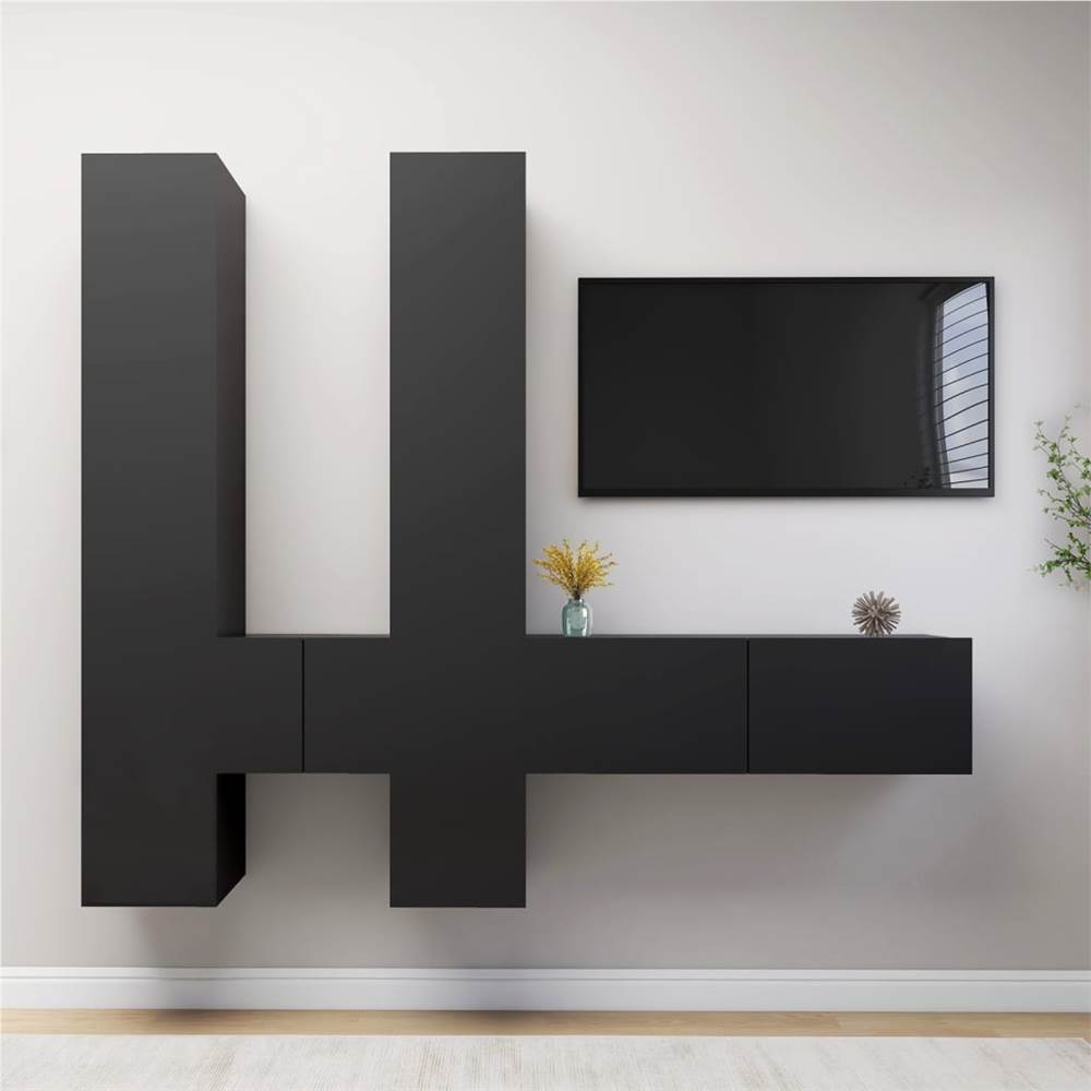 

6 Piece TV Cabinet Set Grey Chipboard