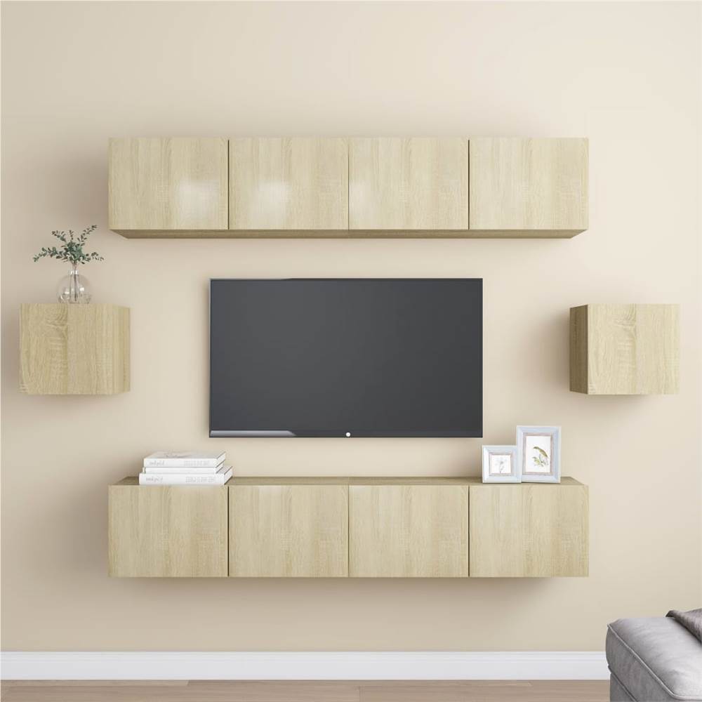 

6 Piece TV Cabinet Set Sonoma Oak Chipboard