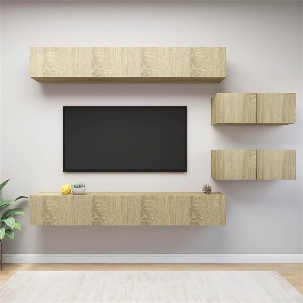 

6 Piece TV Cabinet Set Sonoma Oak Chipboard