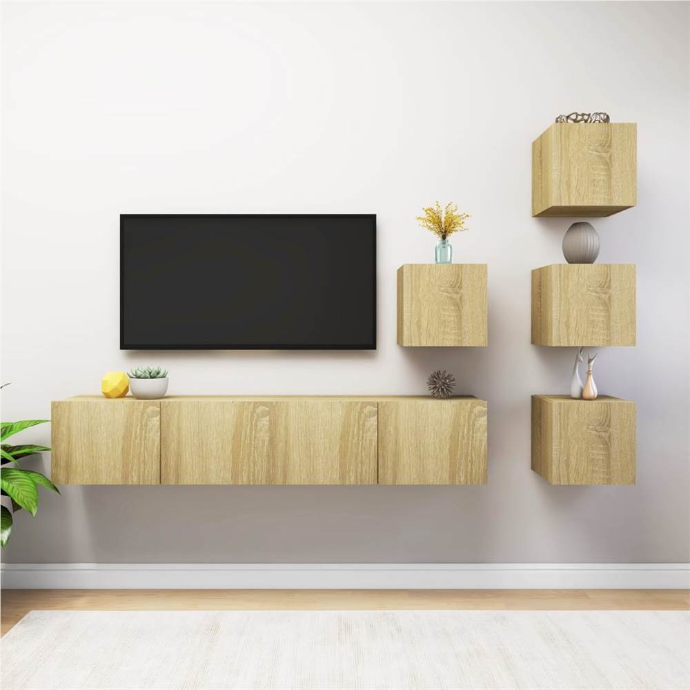 

6 Piece TV Cabinet Set Sonoma Oak Chipboard