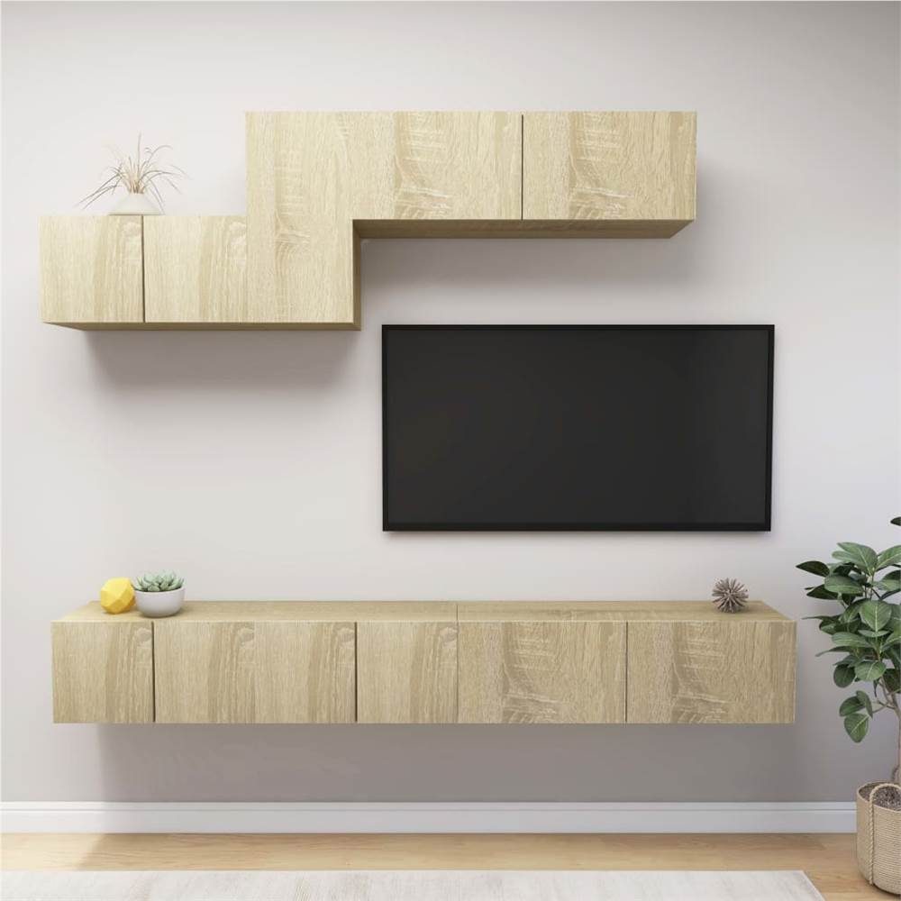 

6 Piece TV Cabinet Set Sonoma Oak Chipboard