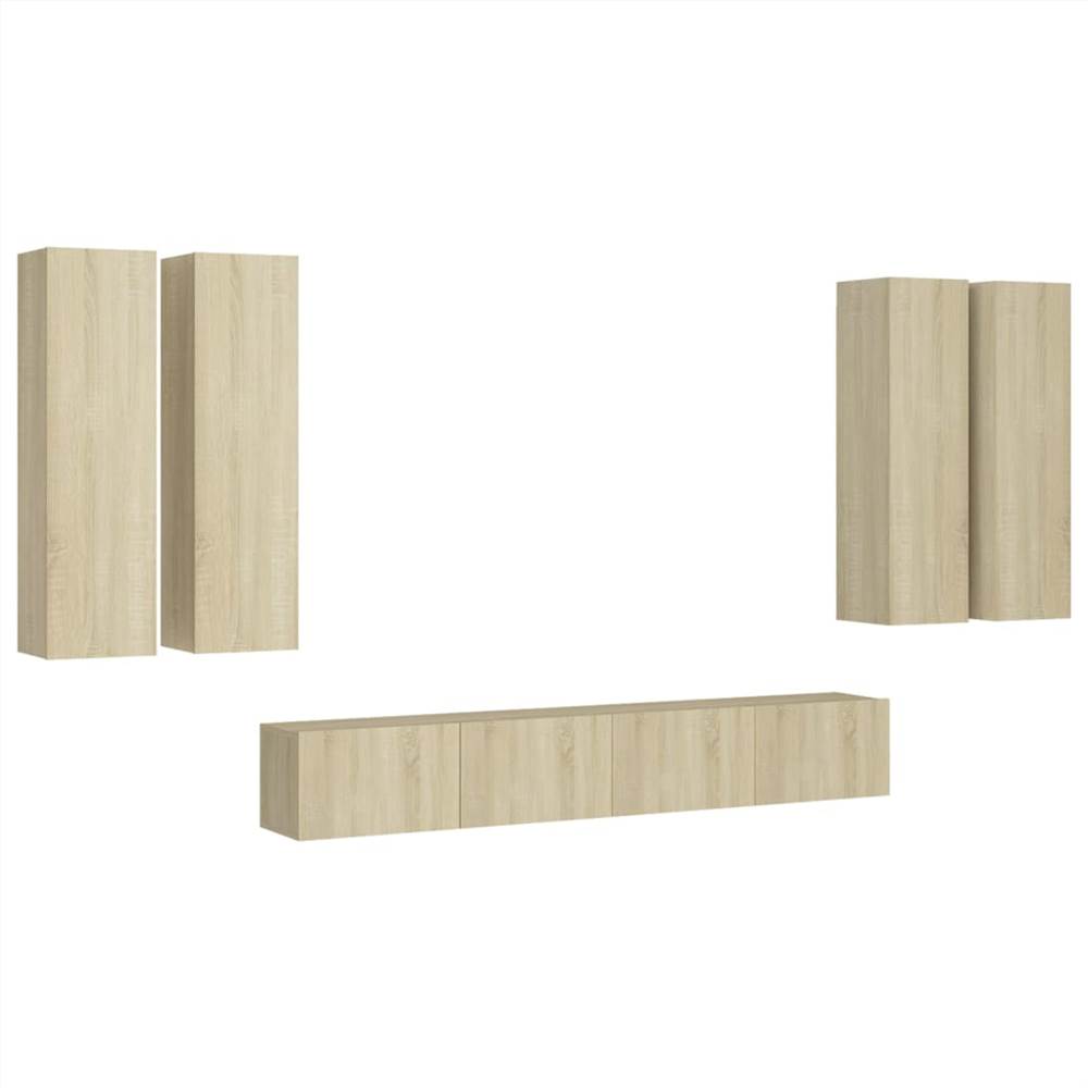 6 Piece TV Cabinet Set Sonoma Oak Chipboard