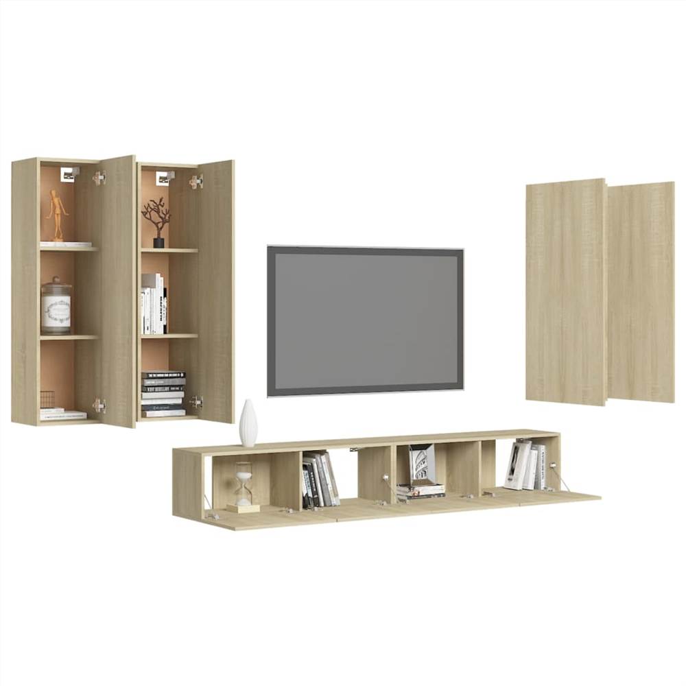 6 Piece TV Cabinet Set Sonoma Oak Chipboard