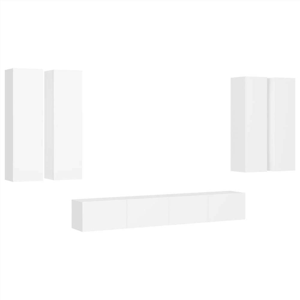 6 Piece TV Cabinet Set White Chipboard 13 6 Piece TV Cabinet Set White Chipboard