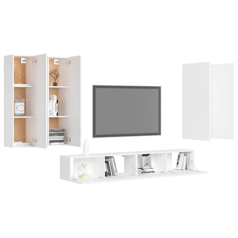 6 Piece TV Cabinet Set White Chipboard 14 6 Piece TV Cabinet Set White Chipboard