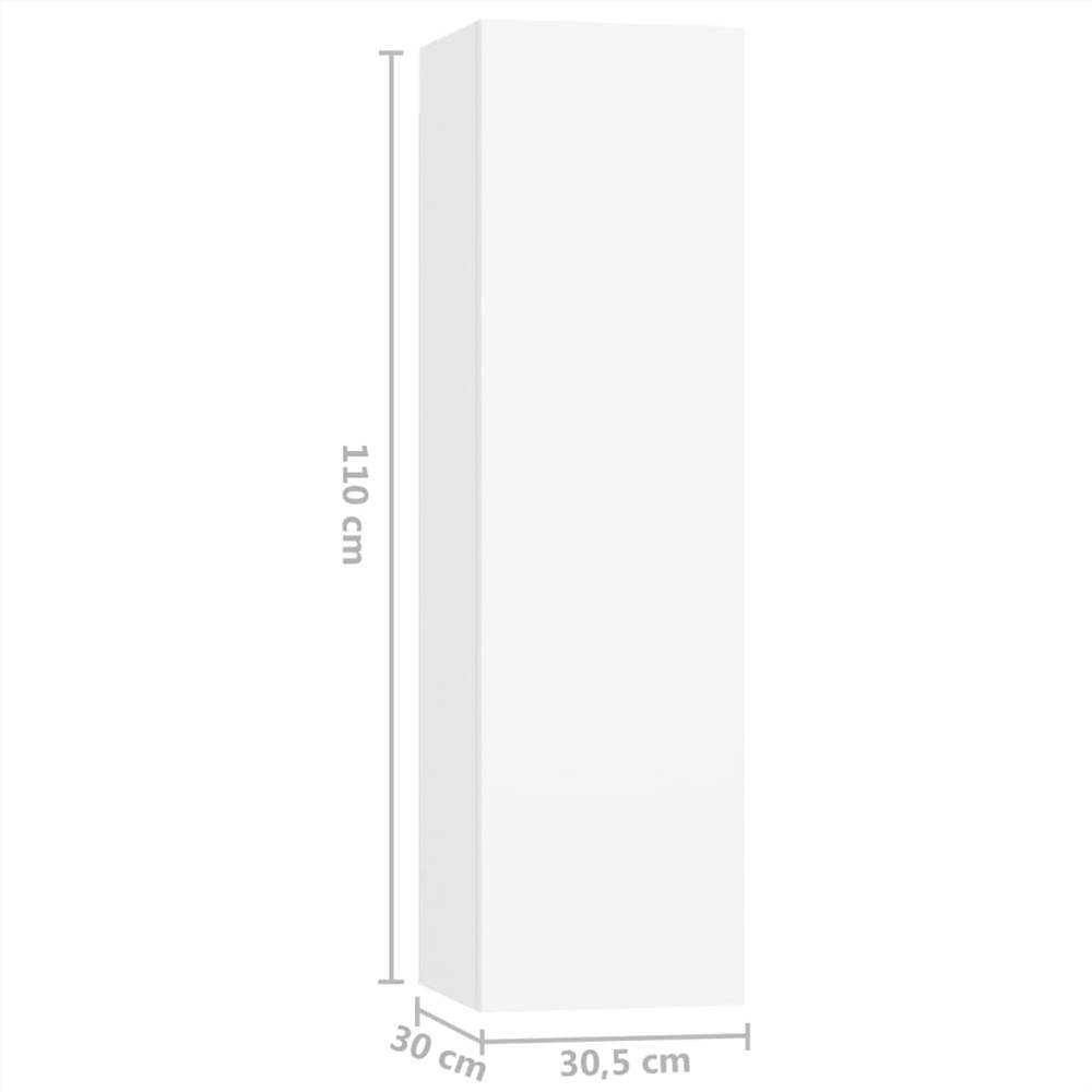 6 Piece TV Cabinet Set White Chipboard