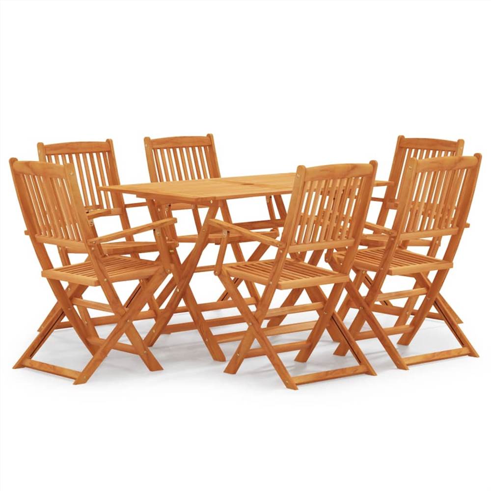 

7 Piece Folding Outdoor Dining Set Solid Eucalyptus Wood