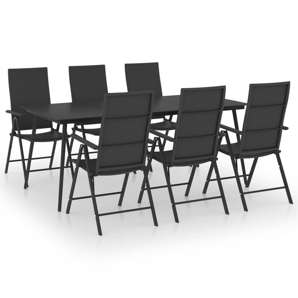 

7 Piece Garden Dining Set Black