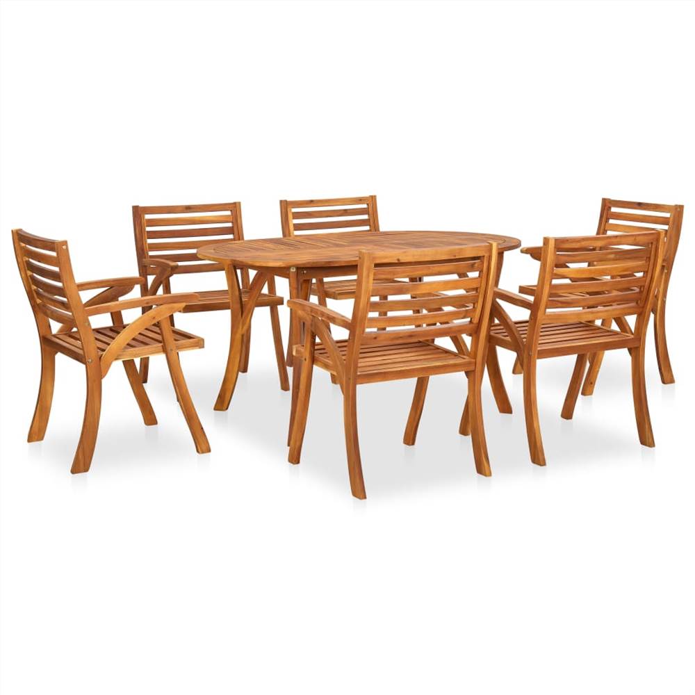 

7 Piece Garden Dining Set Solid Acacia Wood