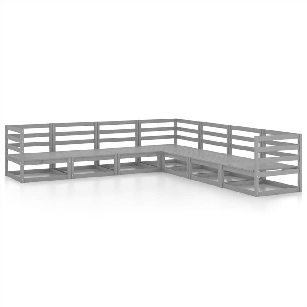 

7 Piece Garden Lounge Set Grey Solid Pinewood