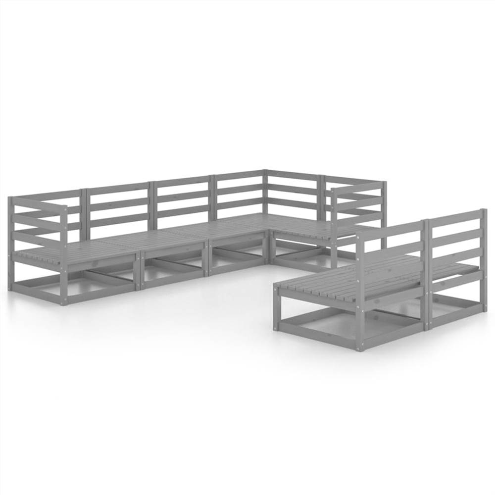 

7 Piece Garden Lounge Set Grey Solid Pinewood