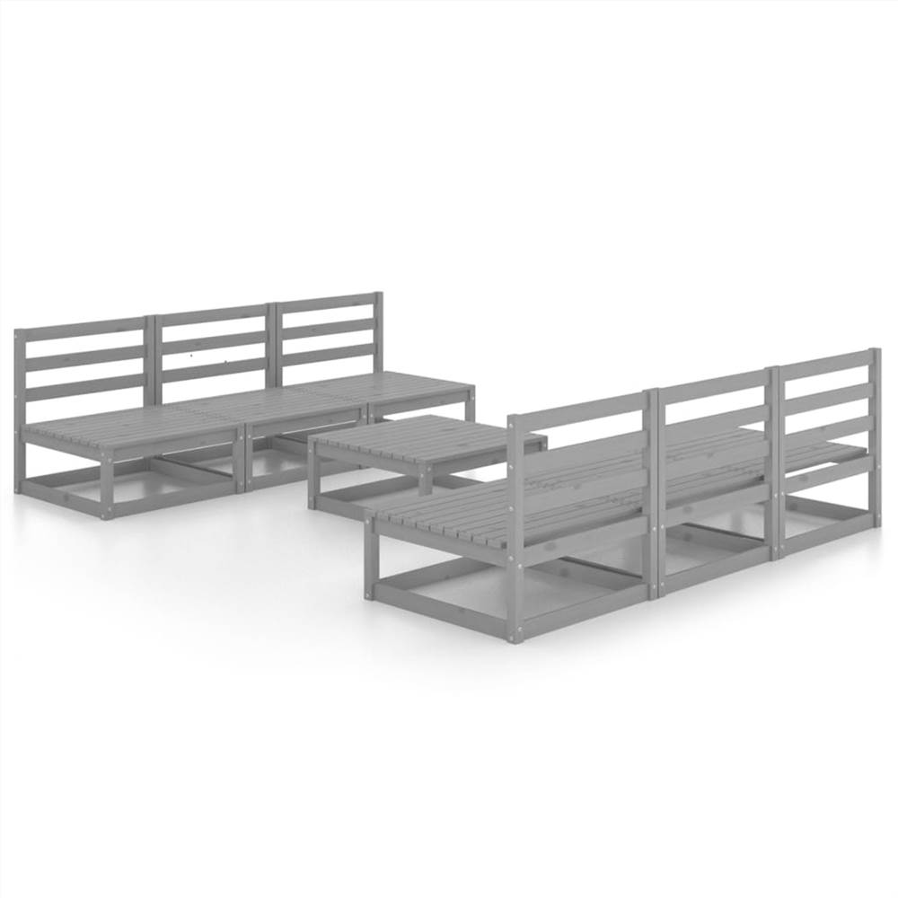

7 Piece Garden Lounge Set Grey Solid Pinewood