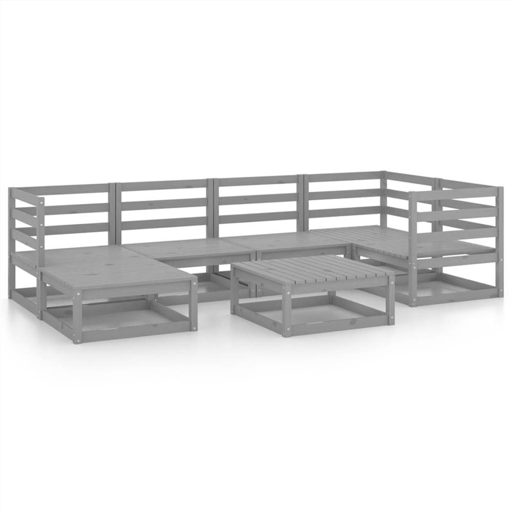 

7 Piece Garden Lounge Set Grey Solid Pinewood