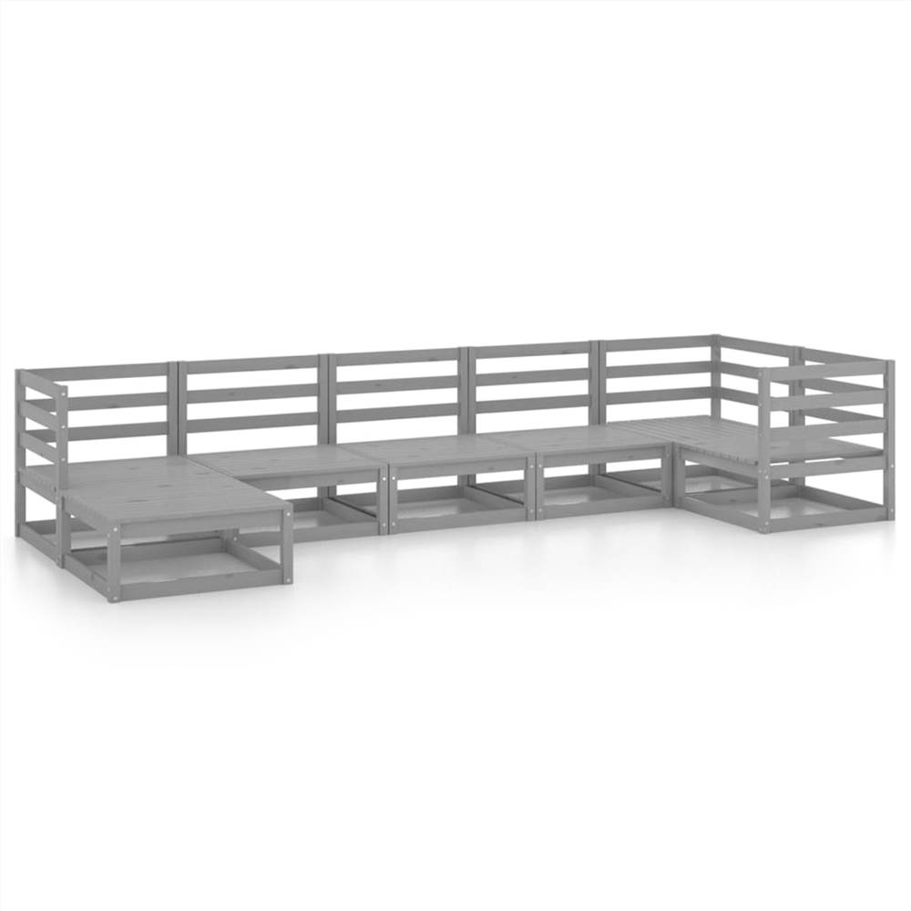 

7 Piece Garden Lounge Set Grey Solid Pinewood