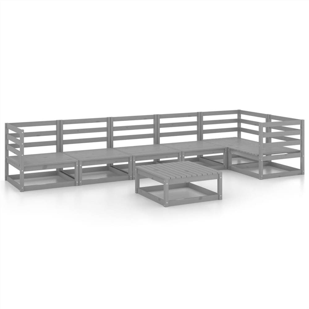 

7 Piece Garden Lounge Set Grey Solid Pinewood