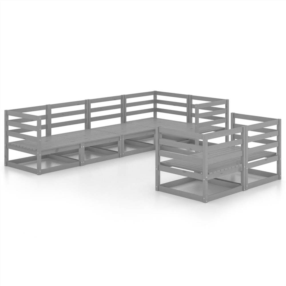 

7 Piece Garden Lounge Set Grey Solid Pinewood