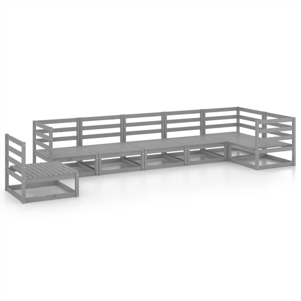 

7 Piece Garden Lounge Set Grey Solid Pinewood