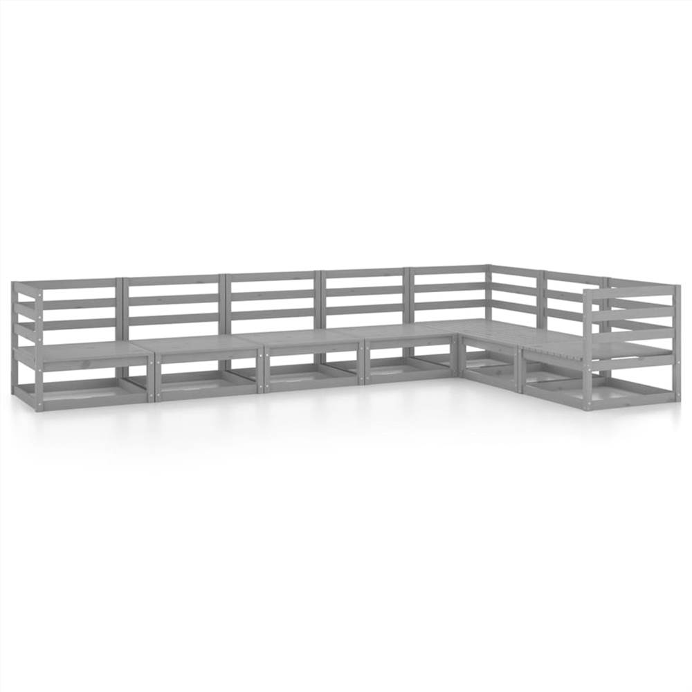 

7 Piece Garden Lounge Set Grey Solid Pinewood