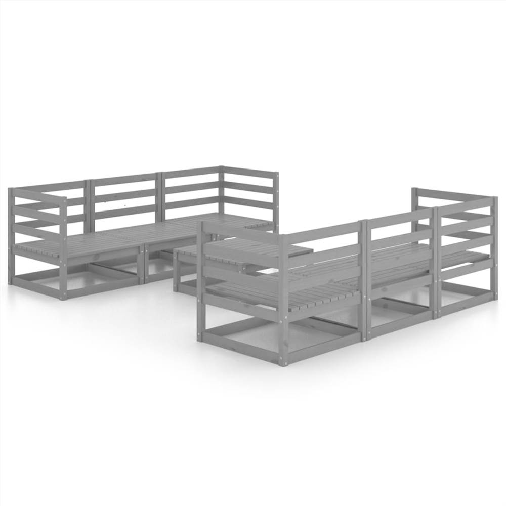 

7 Piece Garden Lounge Set Grey Solid Pinewood