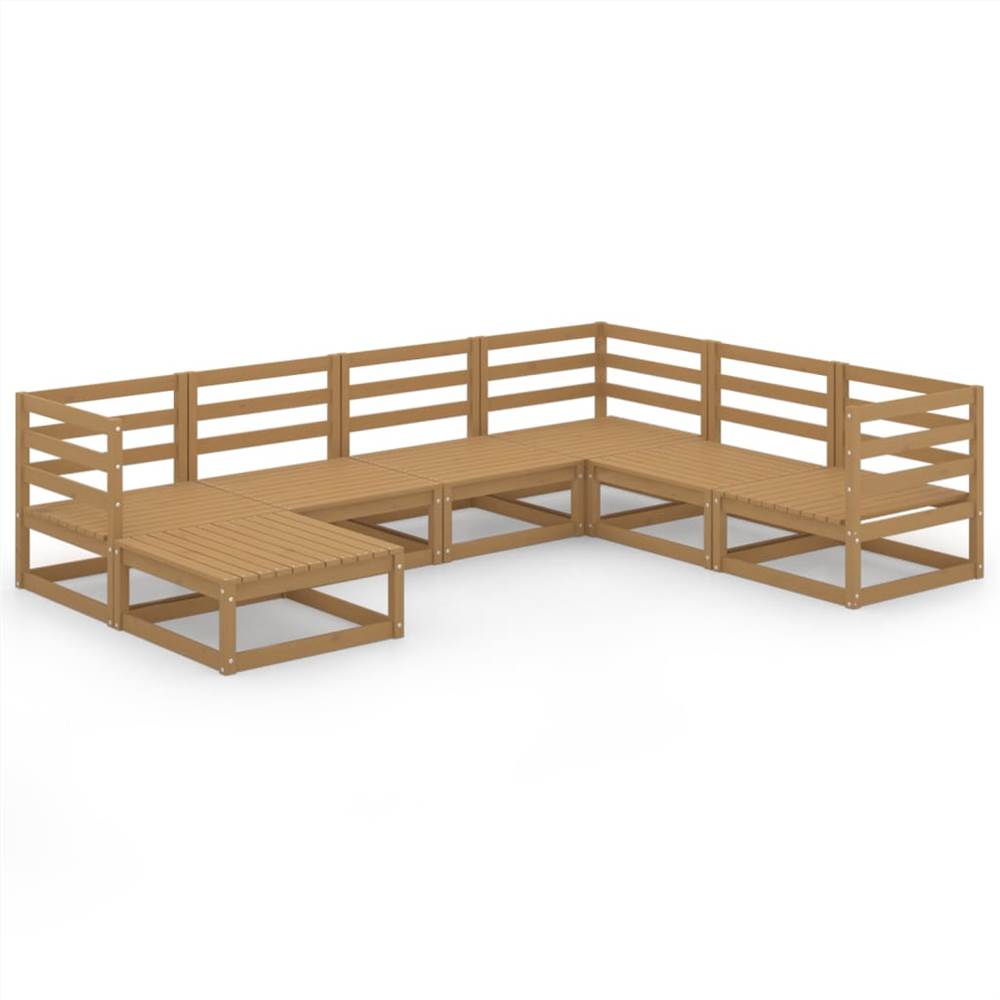 

7 Piece Garden Lounge Set Honey Brown Solid Pinewood