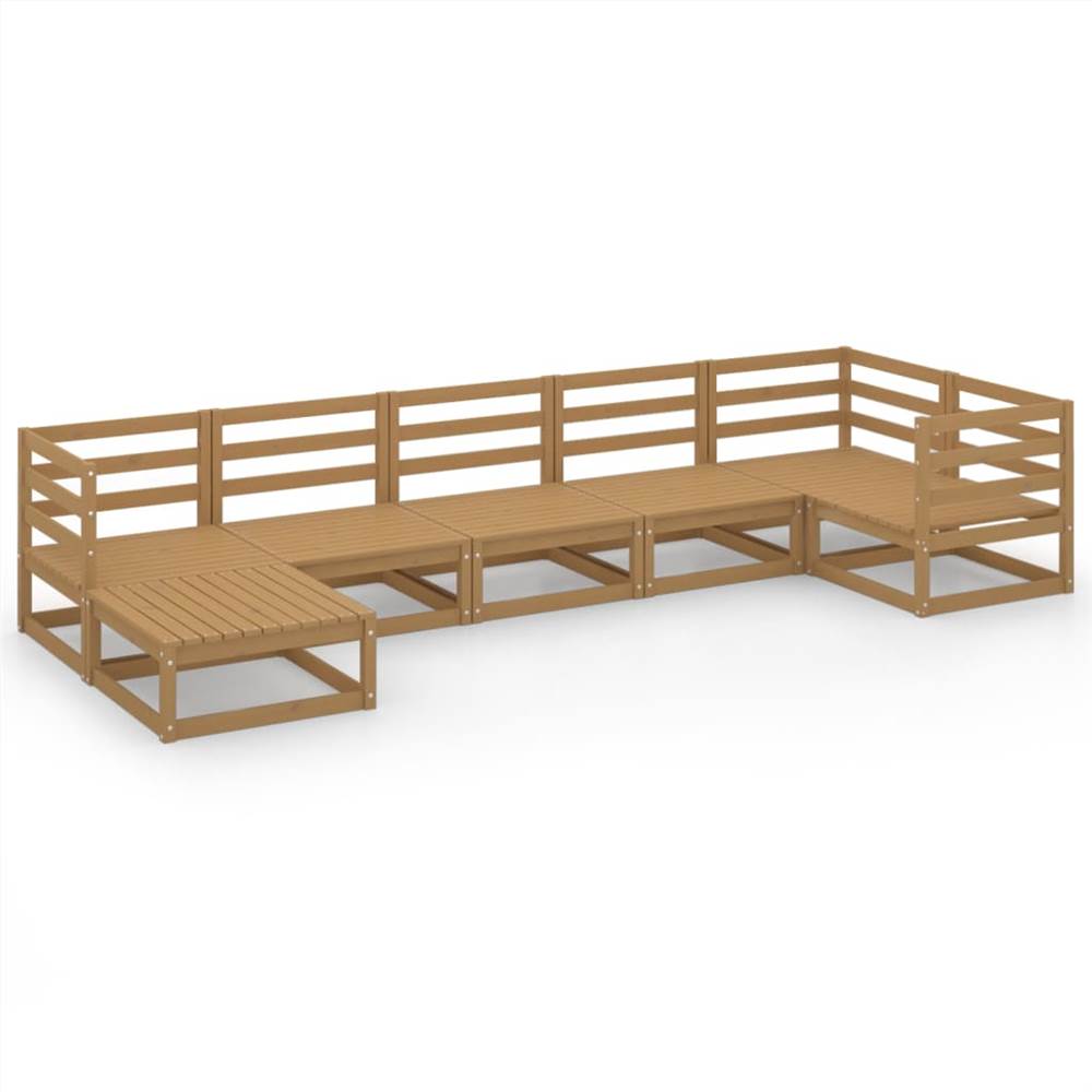 

7 Piece Garden Lounge Set Honey Brown Solid Pinewood