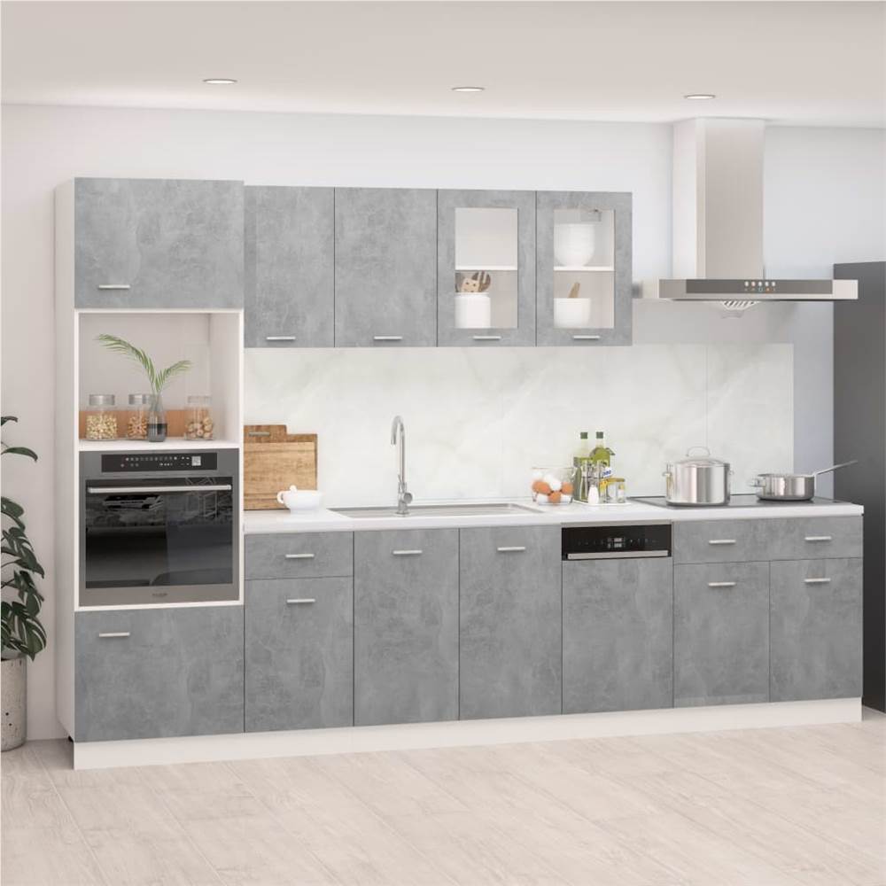 

7 Piece Kitchen Cabinet Set Concrete Grey Chipboard