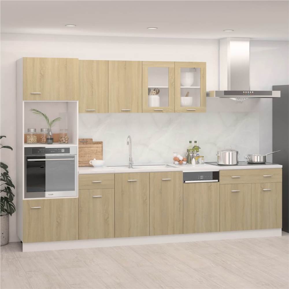 7 Piece Kitchen Cabinet Set Sonoma Oak Chipboard