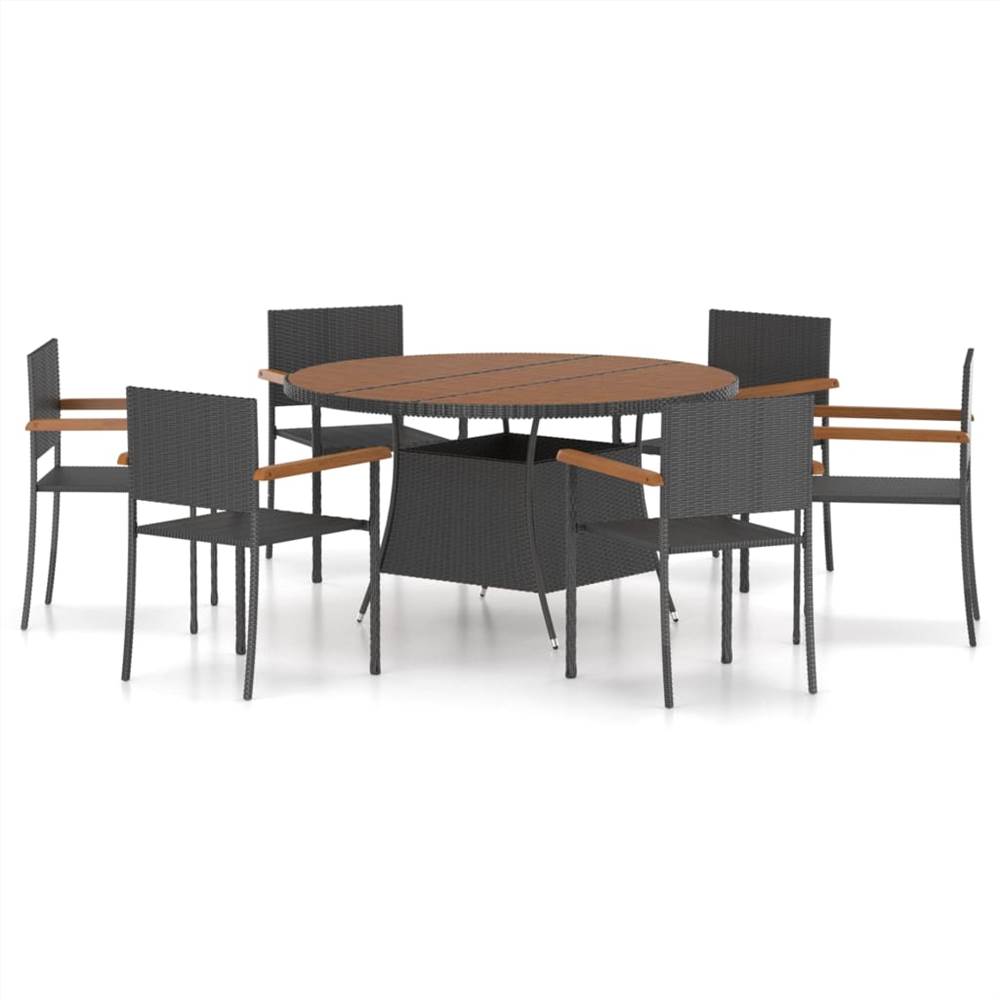 

7 Piece Outdoor Dining Set Poly Rattan Black
