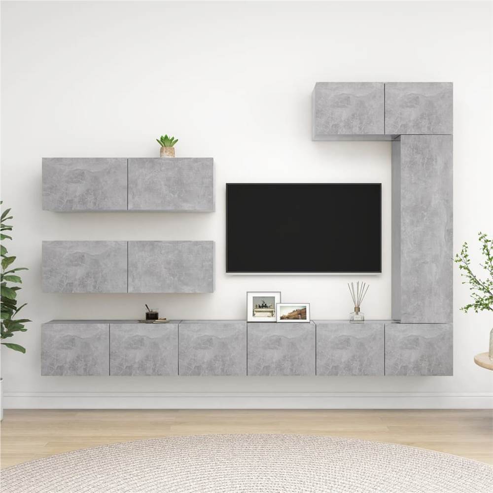 

7 Piece TV Cabinet Set Concrete Grey Chipboard