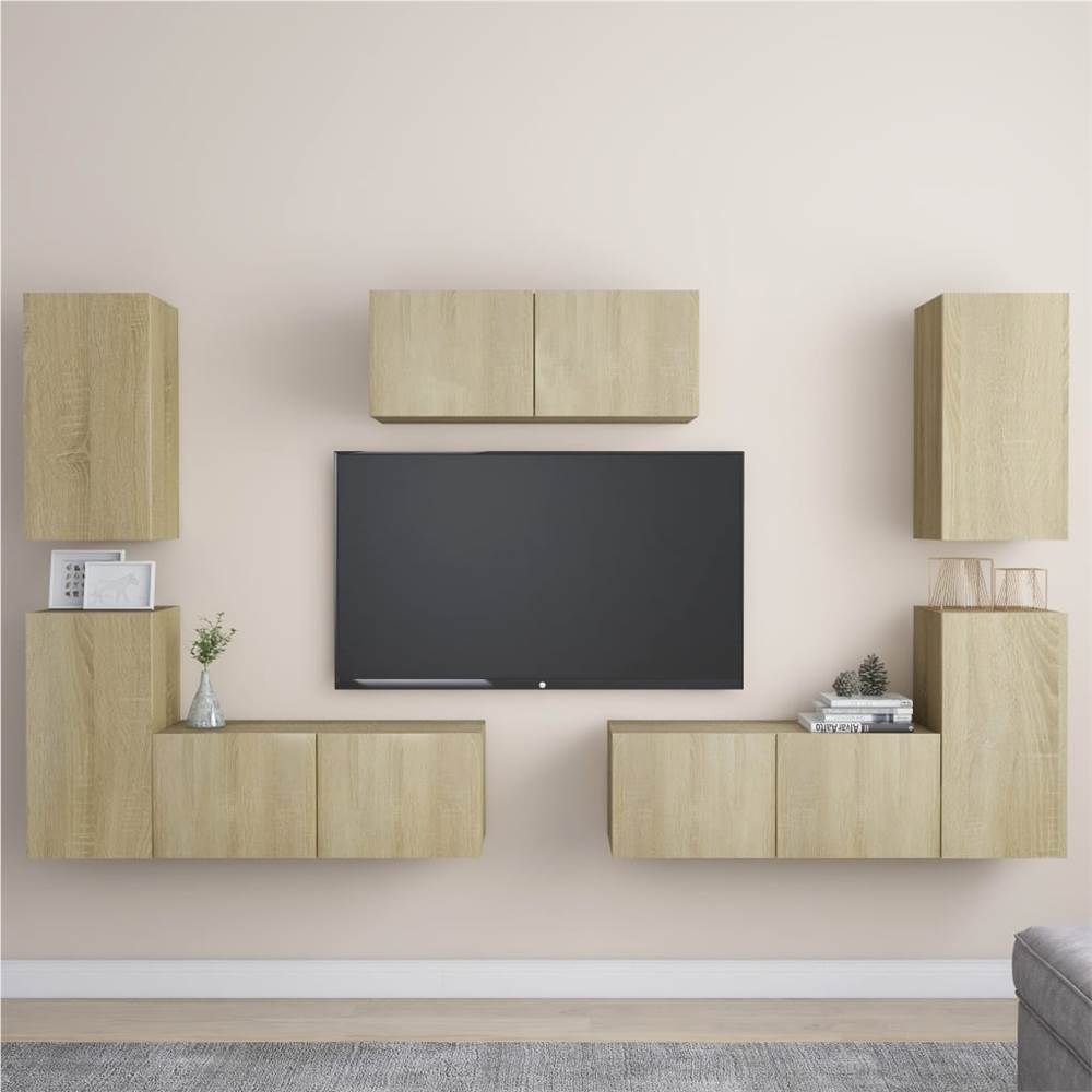 

7 Piece TV Cabinet Set Sonoma Oak Chipboard