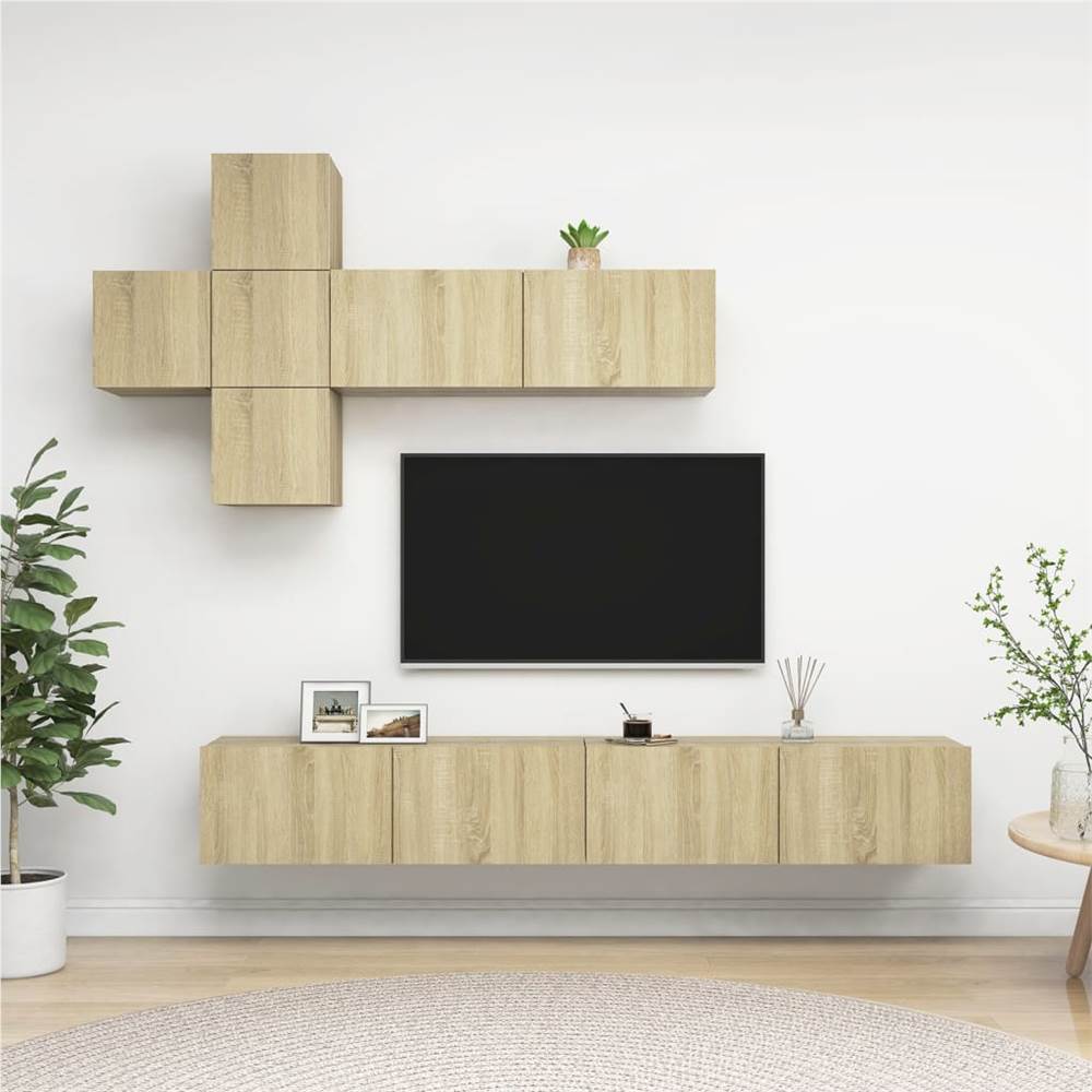 

7 Piece TV Cabinet Set Sonoma Oak Chipboard