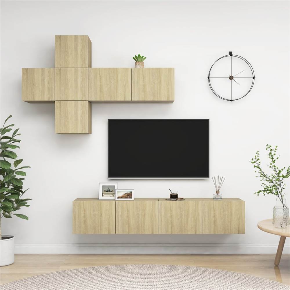 

7 Piece TV Cabinet Set Sonoma Oak Chipboard