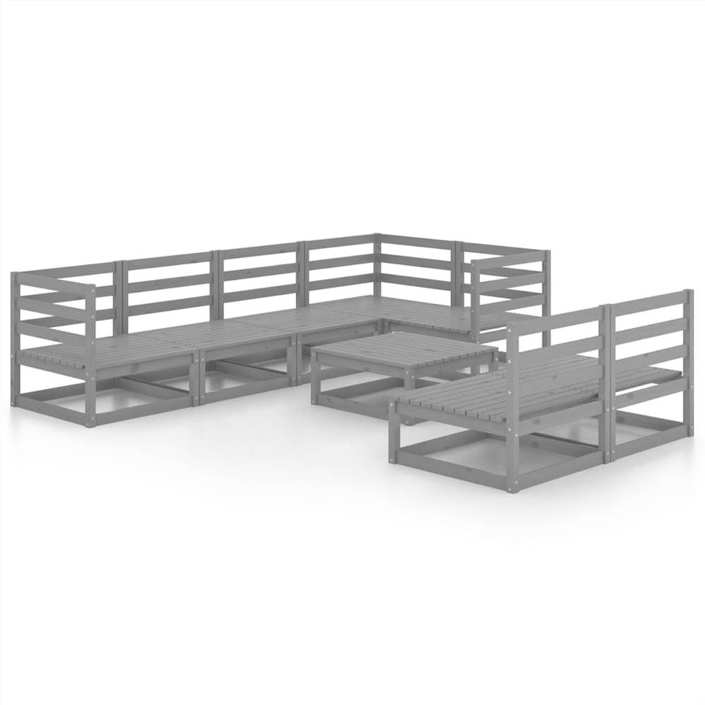 

8 Piece Garden Lounge Set Grey Solid Pinewood