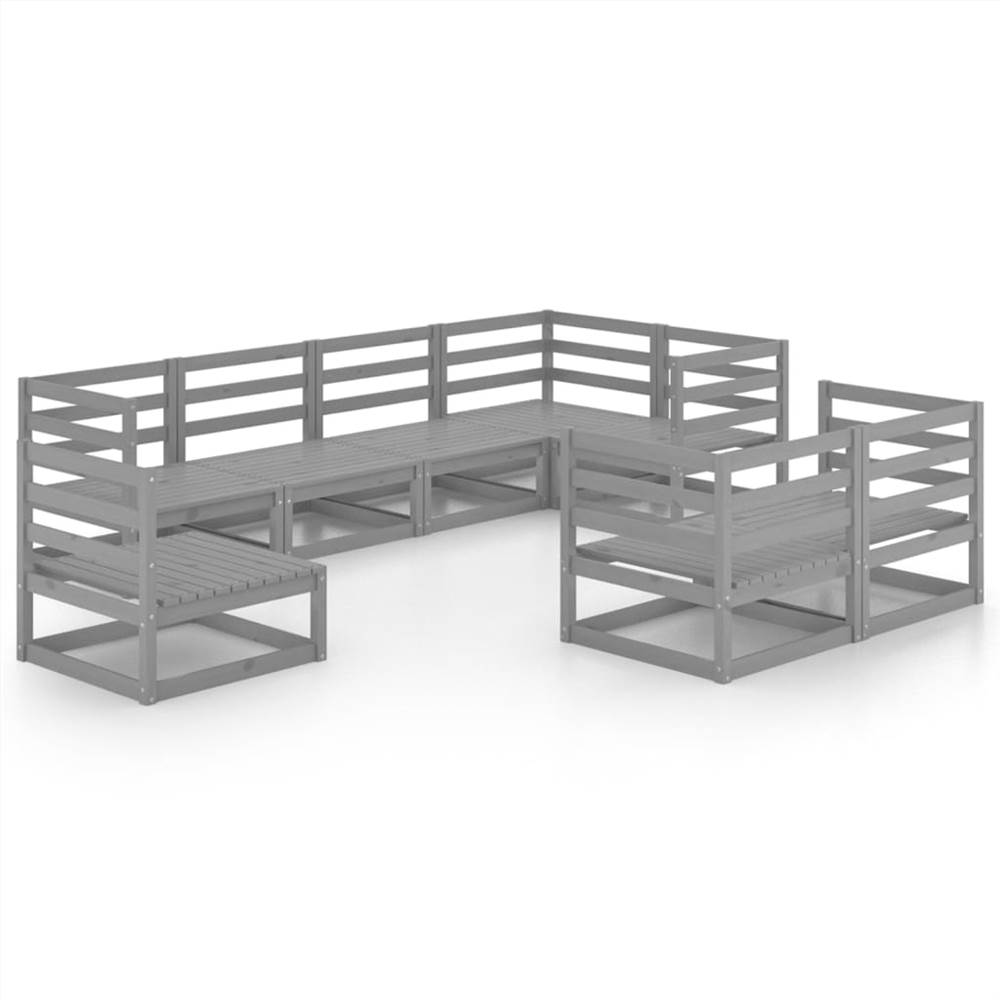 

8 Piece Garden Lounge Set Grey Solid Pinewood