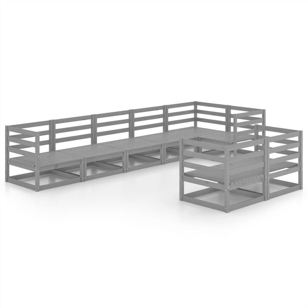 

8 Piece Garden Lounge Set Grey Solid Pinewood