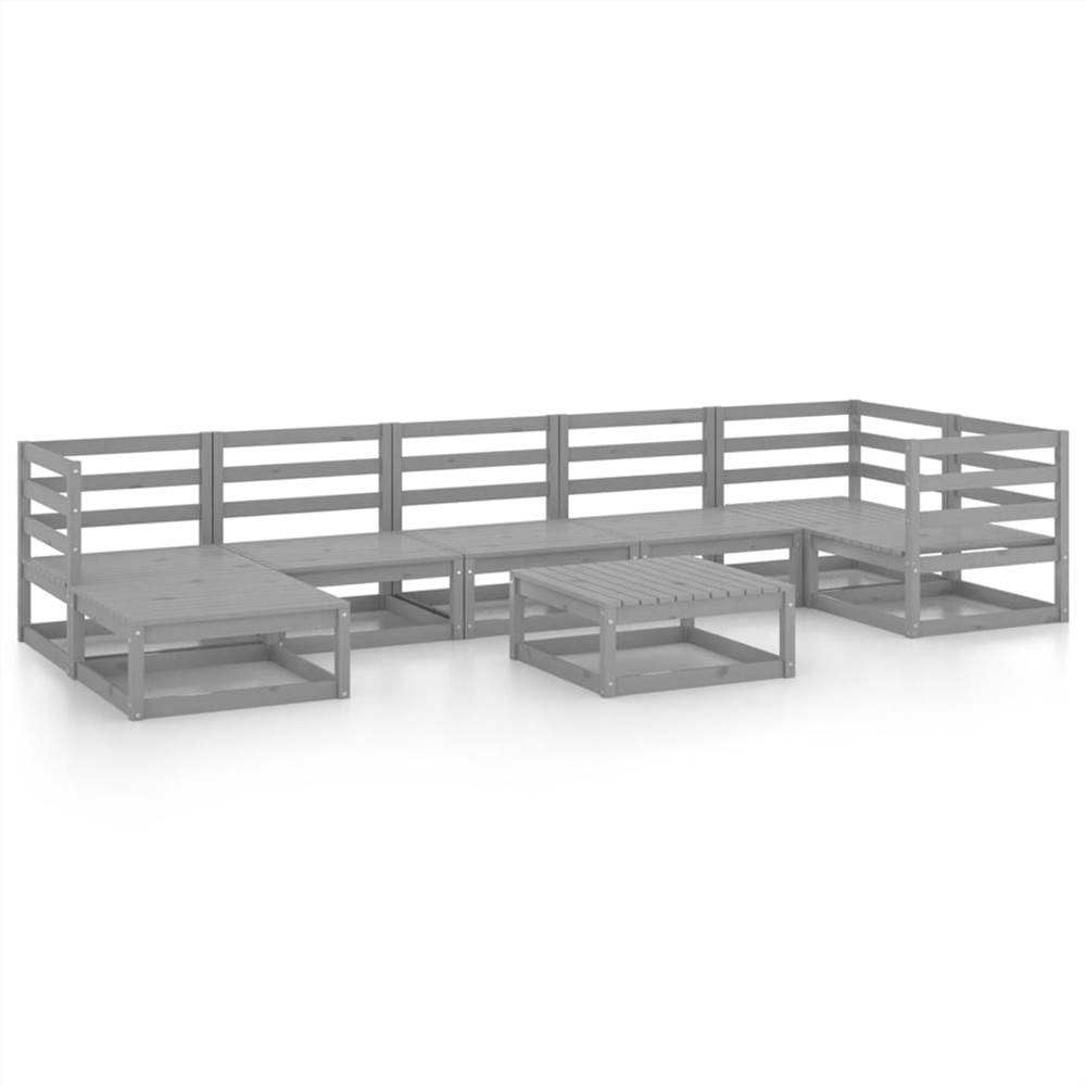 

8 Piece Garden Lounge Set Grey Solid Pinewood