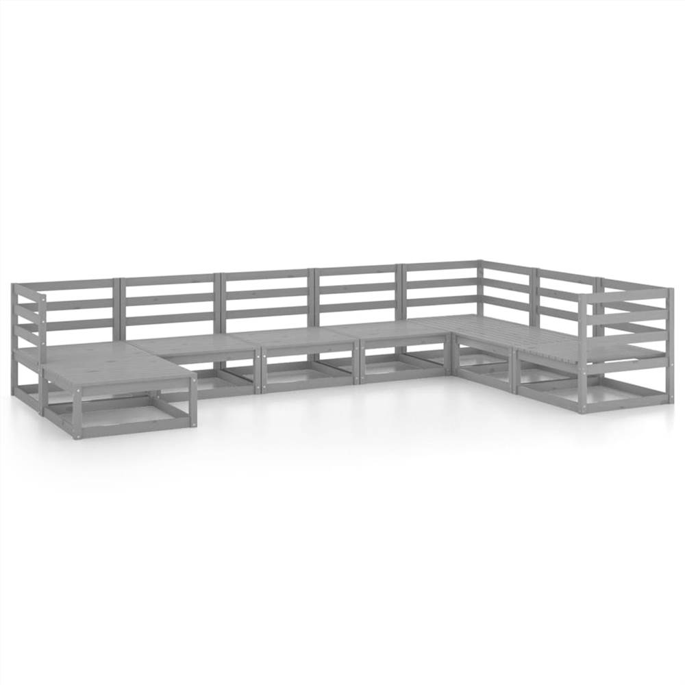 

8 Piece Garden Lounge Set Grey Solid Pinewood