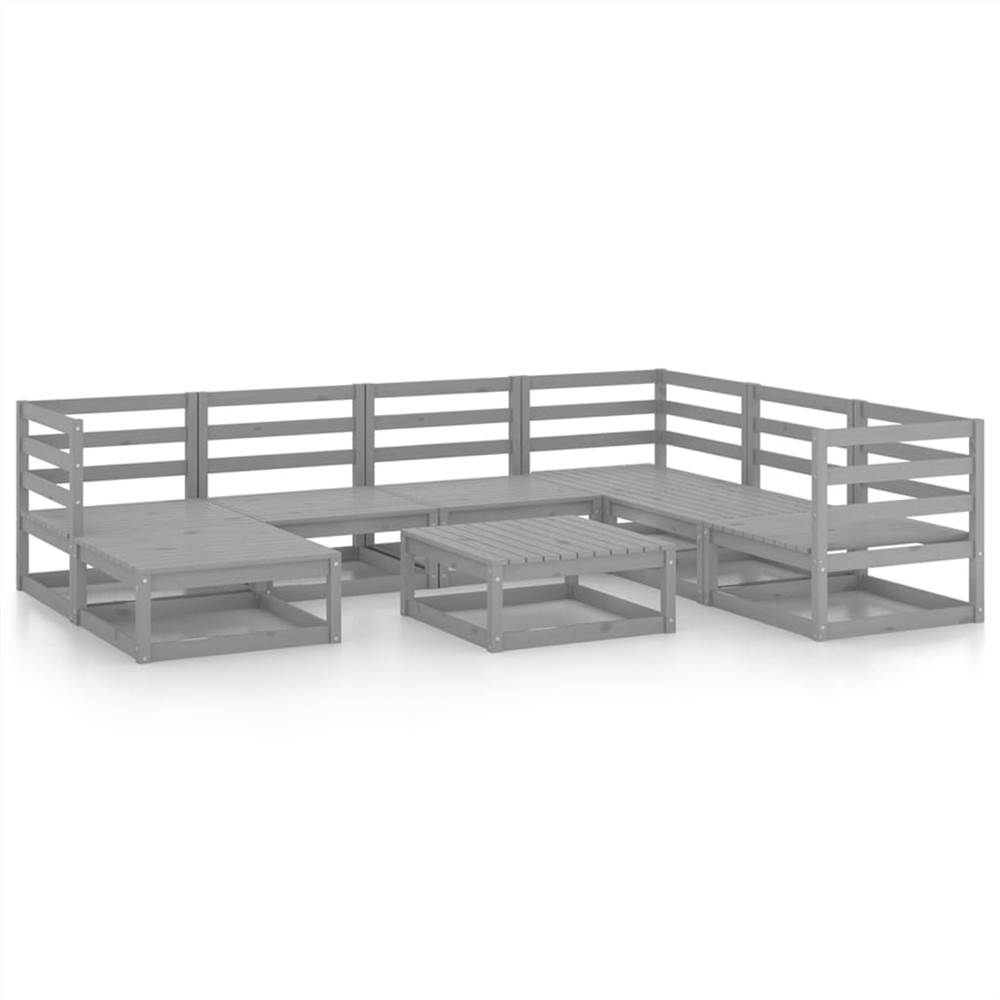 

8 Piece Garden Lounge Set Grey Solid Pinewood