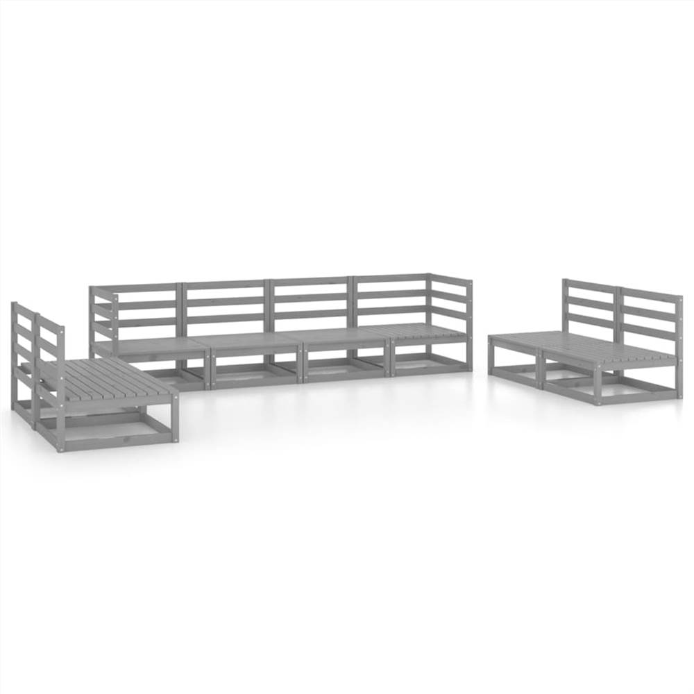 

8 Piece Garden Lounge Set Grey Solid Pinewood