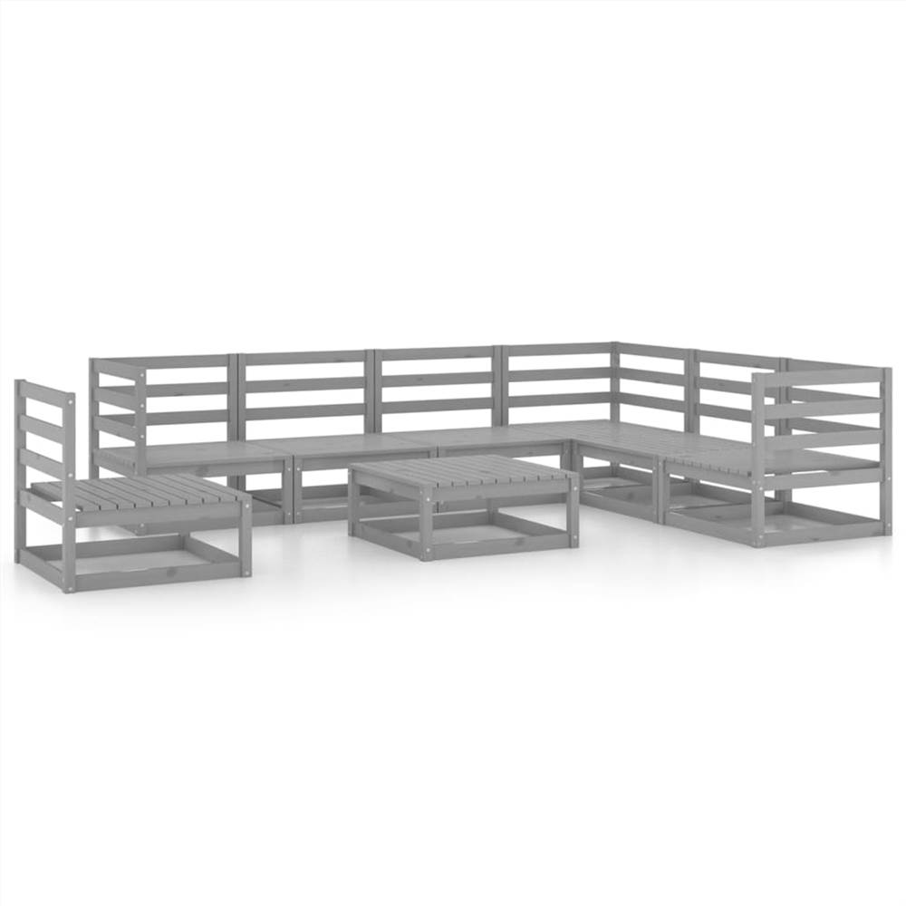 

8 Piece Garden Lounge Set Grey Solid Pinewood