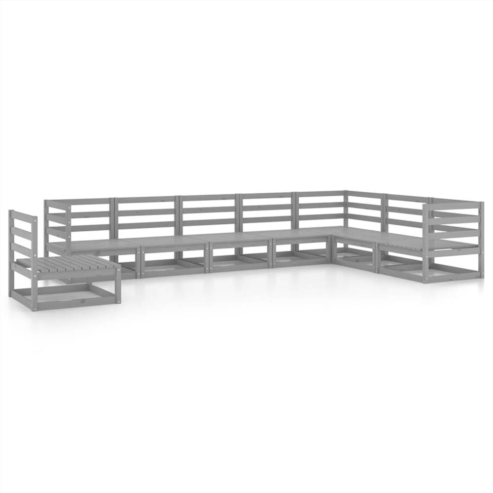 

8 Piece Garden Lounge Set Grey Solid Pinewood