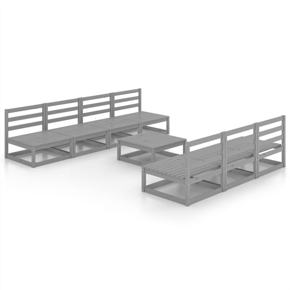 

8 Piece Garden Lounge Set Grey Solid Pinewood