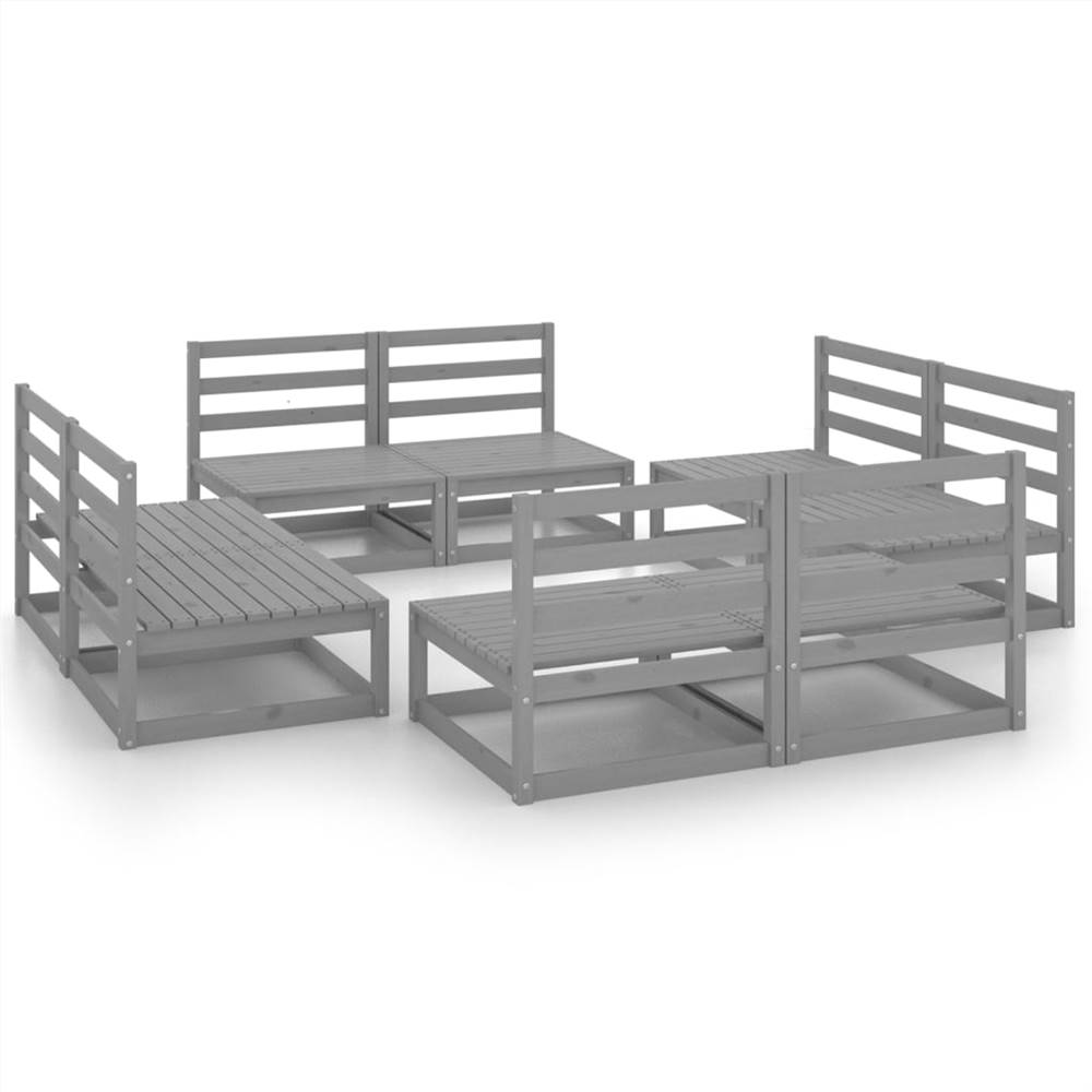 

8 Piece Garden Lounge Set Grey Solid Pinewood