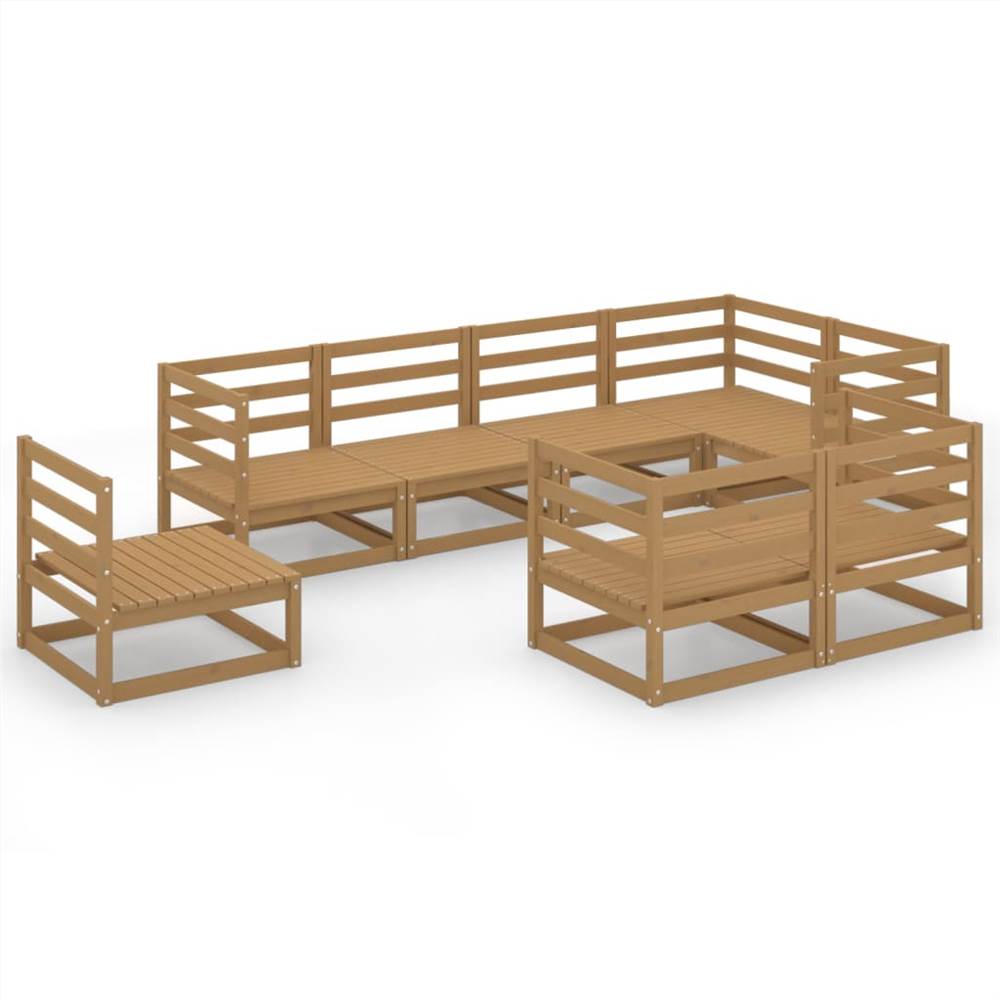 

8 Piece Garden Lounge Set Honey Brown Solid Pinewood